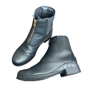 Ariat Kids Scout Zip Paddock Boot Black Leather Rider Size 4
